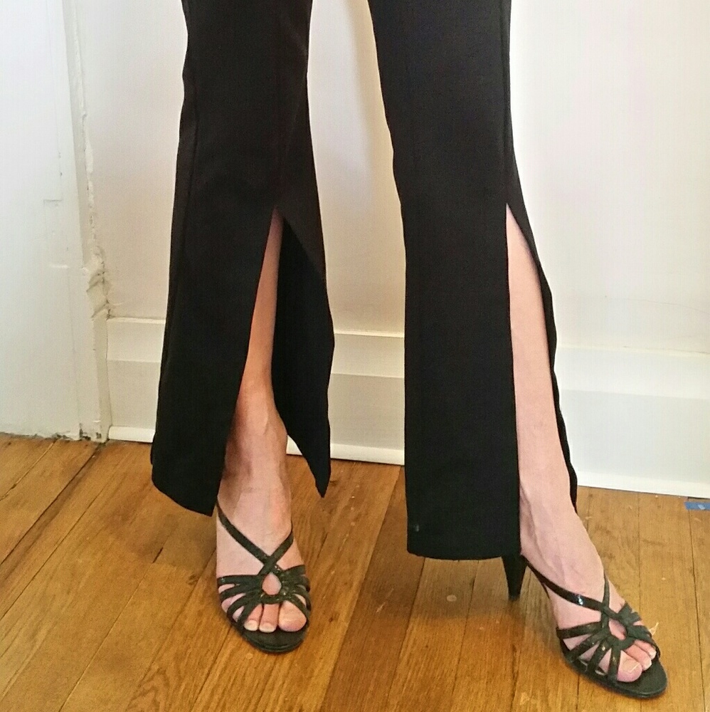 Black slit leg pants